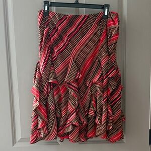 Lauren Ralph Lauren Asymmetrical Skirt - Red and Brown